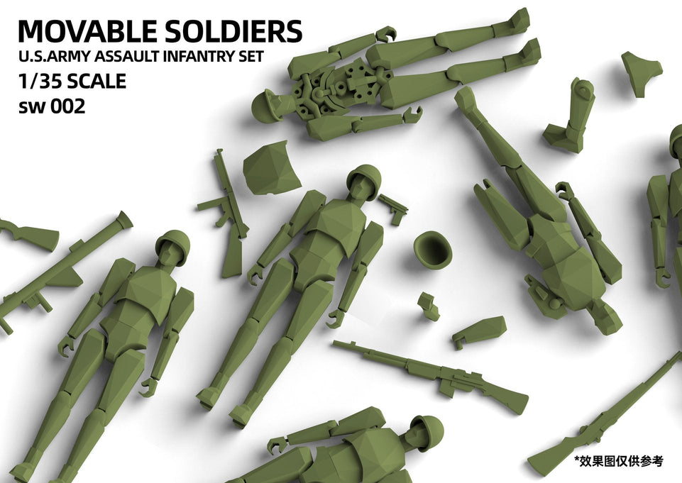 SUYATA SW002 - Moveable Soldiers Series - 1/35 Scale U.S. Army Assault Infantry Set of 6 Figures