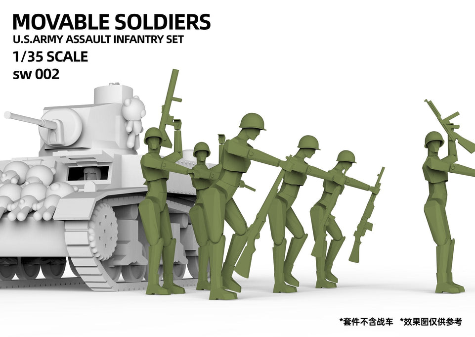 SUYATA SW002 - Moveable Soldiers Series - 1/35 Scale U.S. Army Assault Infantry Set of 6 Figures
