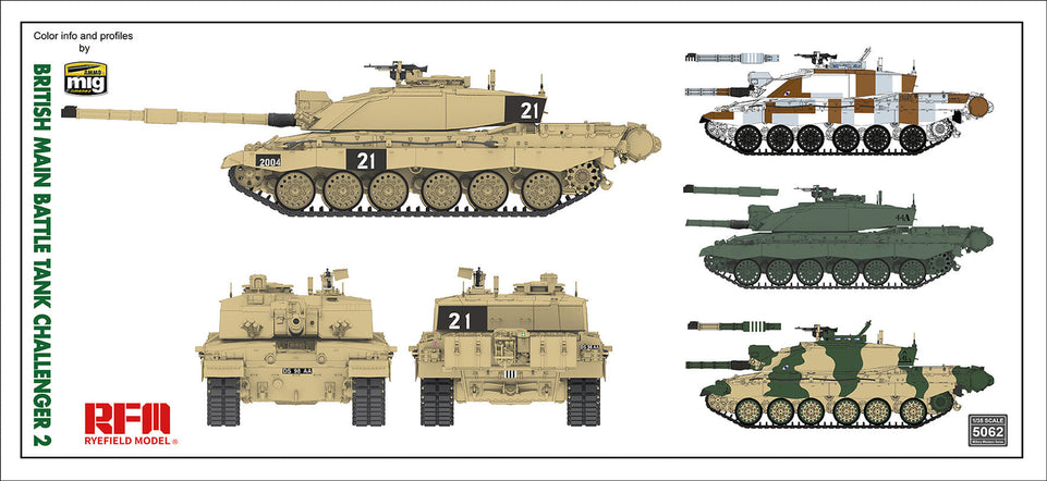 RyeField RM5039 1/35 BRITISH Main Battle Tank CHALLENGER 2 with Movable Tracks
