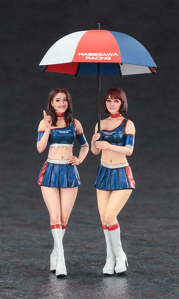 HA29109 (FC09) 1/24 PADDOCK GIRLS ( UMBRELLA GIRLS ) on RACE TRACK (2 Figures Set) by Hasegawa