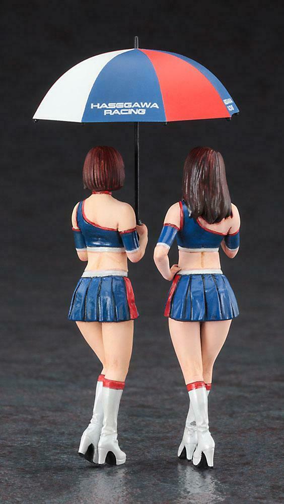 HA29109 (FC09) 1/24 PADDOCK GIRLS ( UMBRELLA GIRLS ) on RACE TRACK (2 Figures Set) by Hasegawa