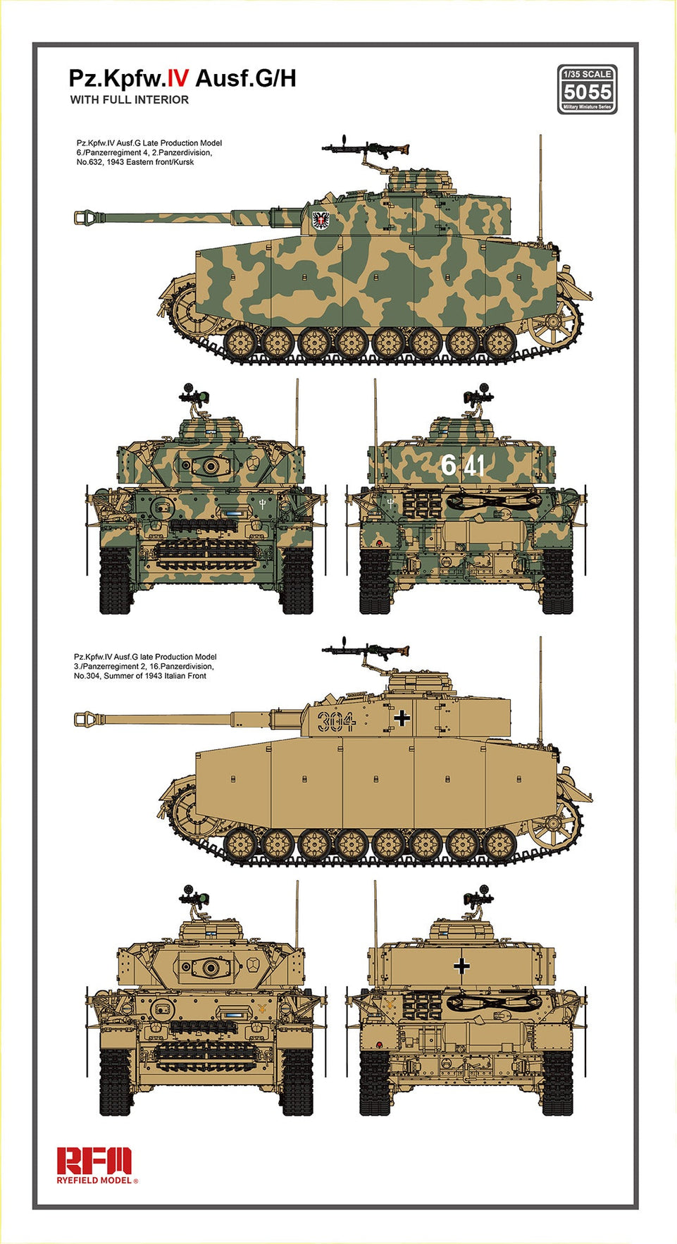 1/35 Pz.kpfw.IV Ausf.G/H 2in1 with full interior and individual track links by RyeField Models