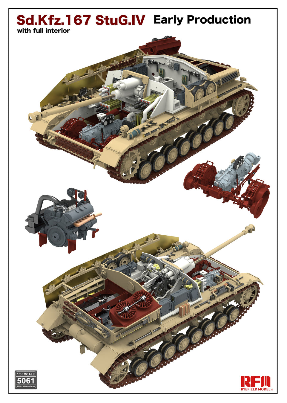 1/35 WWII StuG IV Early w/ Full Interior, Moveable Suspension and Tracks