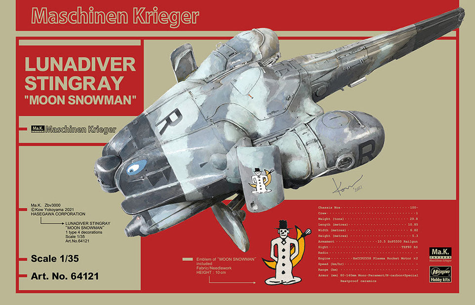 1/35 Ma.K LUNADIVER STINGRAY with "MOON SNOWMAN" Squadron embroidered cloth patch by Hasegawa