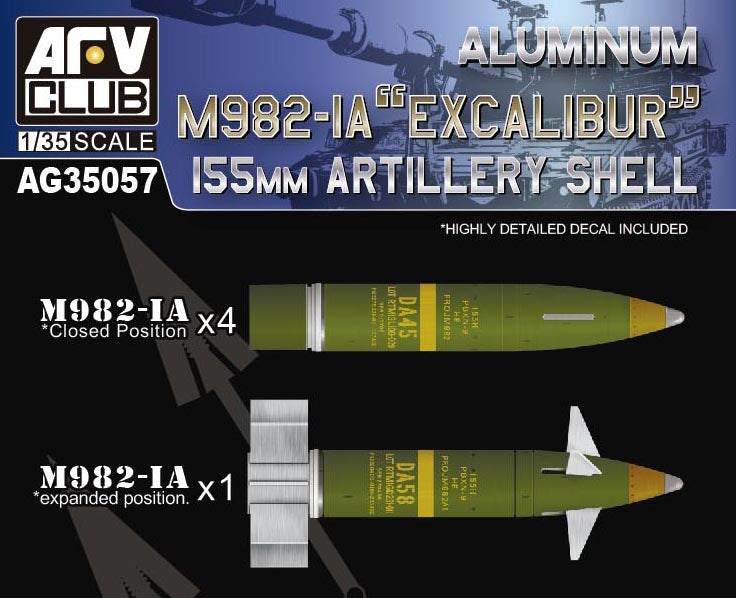 1/35 M982-1A "Excalibur" 155mm Artillery Shell. (Aluminum) AFV CLUB AG35057