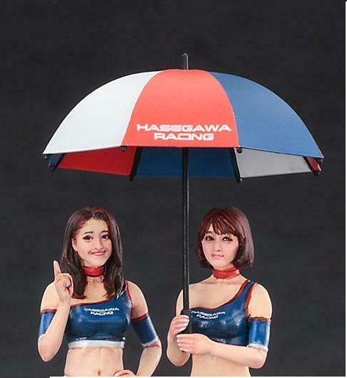 HA29109 (FC09) 1/24 PADDOCK GIRLS ( UMBRELLA GIRLS ) on RACE TRACK (2 Figures Set) by Hasegawa