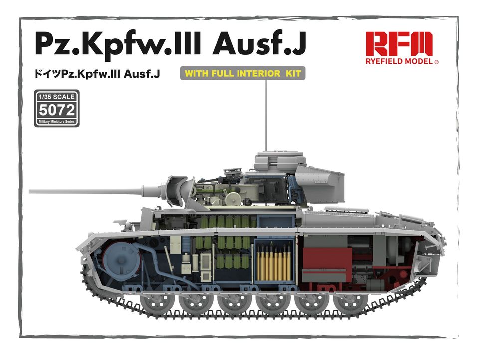 1/35 Pz. Kpfw. III Ausf.J with full interior and individual track links by RyeField Models