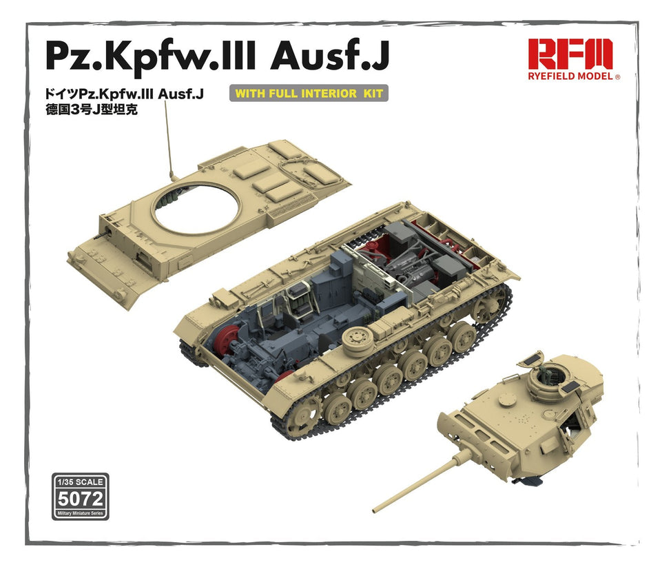 1/35 Pz. Kpfw. III Ausf.J with full interior and individual track links by RyeField Models