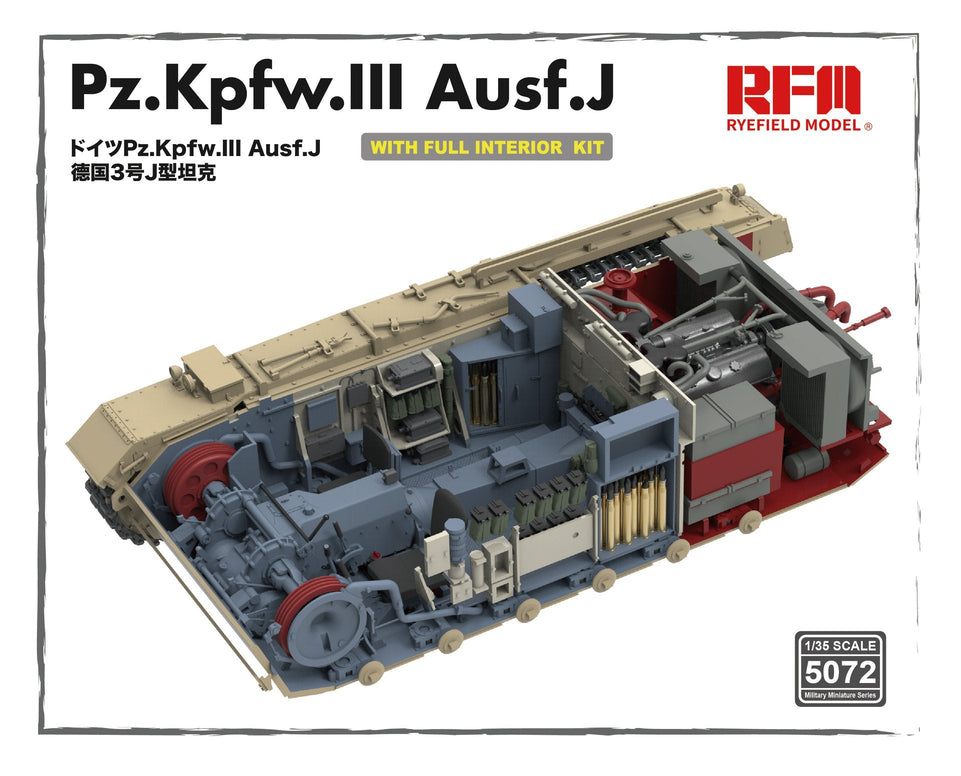 1/35 Pz. Kpfw. III Ausf.J with full interior and individual track links by RyeField Models