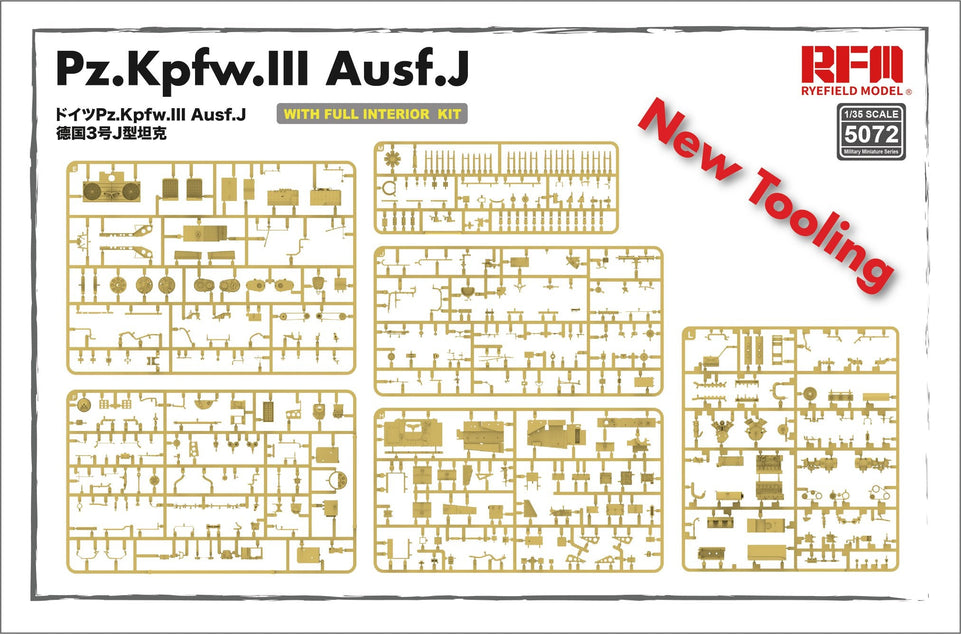 1/35 Pz. Kpfw. III Ausf.J with full interior and individual track links by RyeField Models