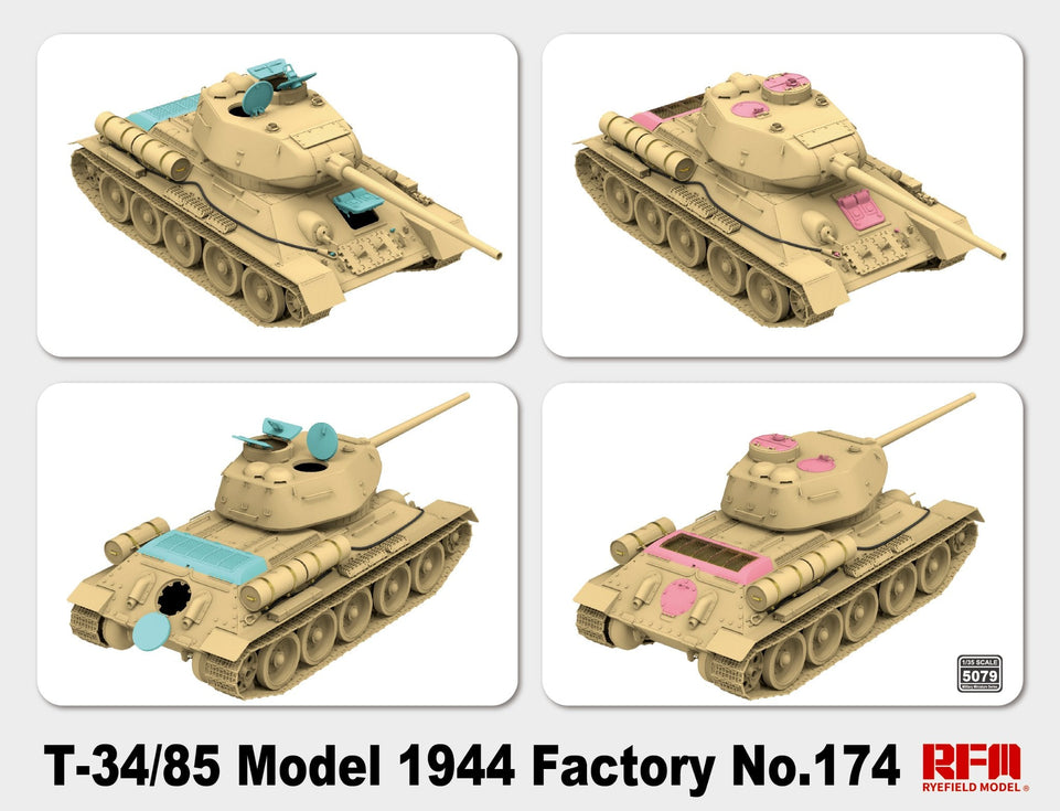 1/35 T34/85 Model 1944 Factory No.174 w/ Section Tracks by RyeField Model