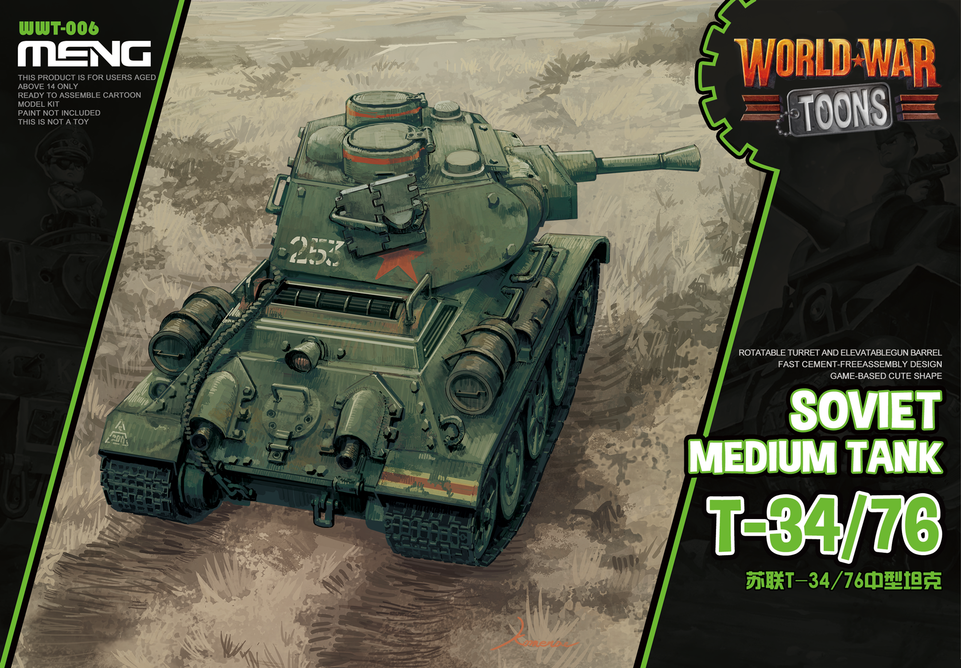 MENG MODELS MEN-WWT006 - WORLD WAR TOONS SOVIET T-34/76 MEDIUM TANK
