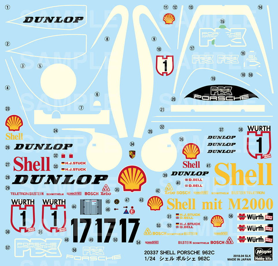 HAS-20337 1/24 SHELL OIL Porsche 962C, Group C Racing by Hasegawa