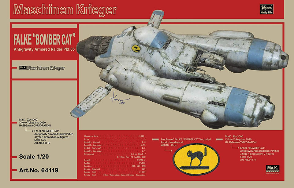 1/20 MASCHINEN KRIEGER ANTIGRAVITY ARMORED RAIDER PKF.85 FALKE "BOMBER CAT" by HASEGAWA JAPAN