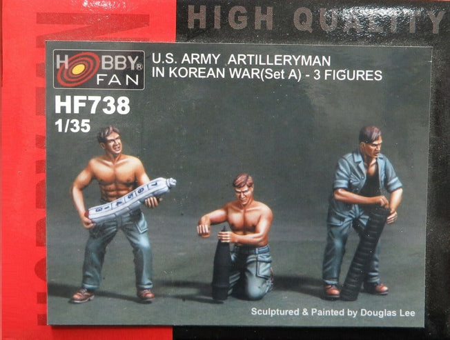 1/35 U.S. ARMY ARTILLERY MAN IN KOREAN WAR (3 Figs Set) BY HOBBY FAN #738