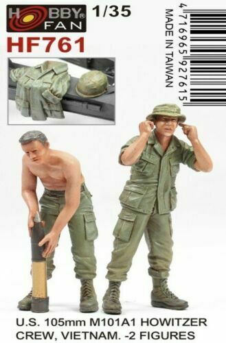 1/35 U.S. M101A1 GUN CREW 2 FIGS w/ JACKET & HELMET BY HOBBY FAN HF761