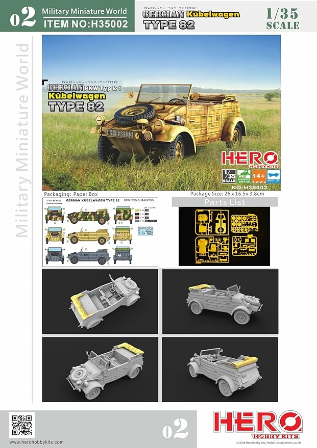 German PKW Typ k1 Kübelwagen Type 82 Hero Hobby Kits | No. H35002 | 1:35