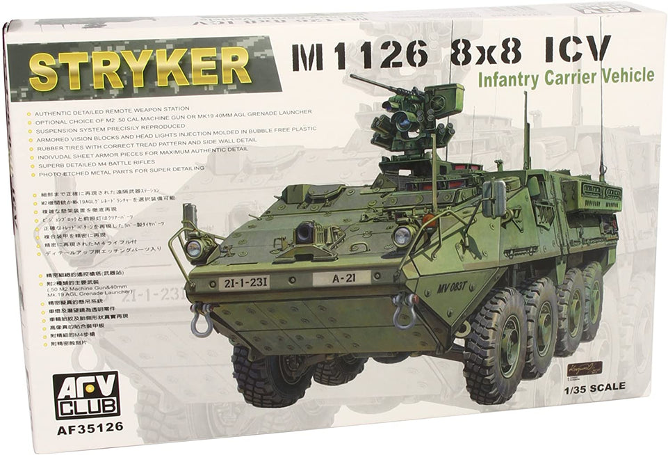 1/35 M1126 8x8 ICV INFANTRY CARRIER VEHICLE STRYKER AFV CLUB AF35126