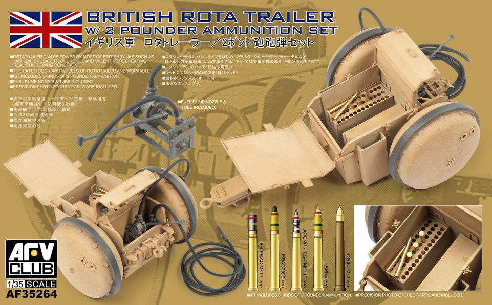 1/35 WWII BRIT ROTA TRAILER W/2 POUNDER AMMUNITION SET