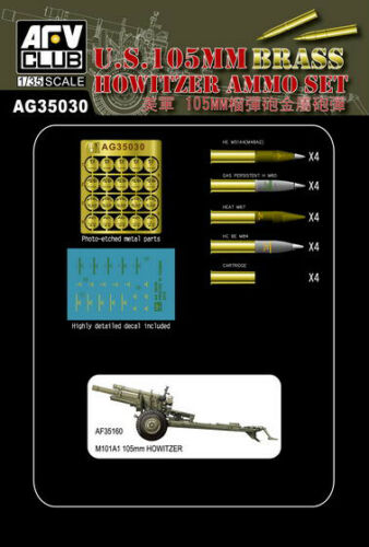 1/35 U.S. 105mm HOWITZER AMMO SET (BRASS) AFV CLUB AG35030