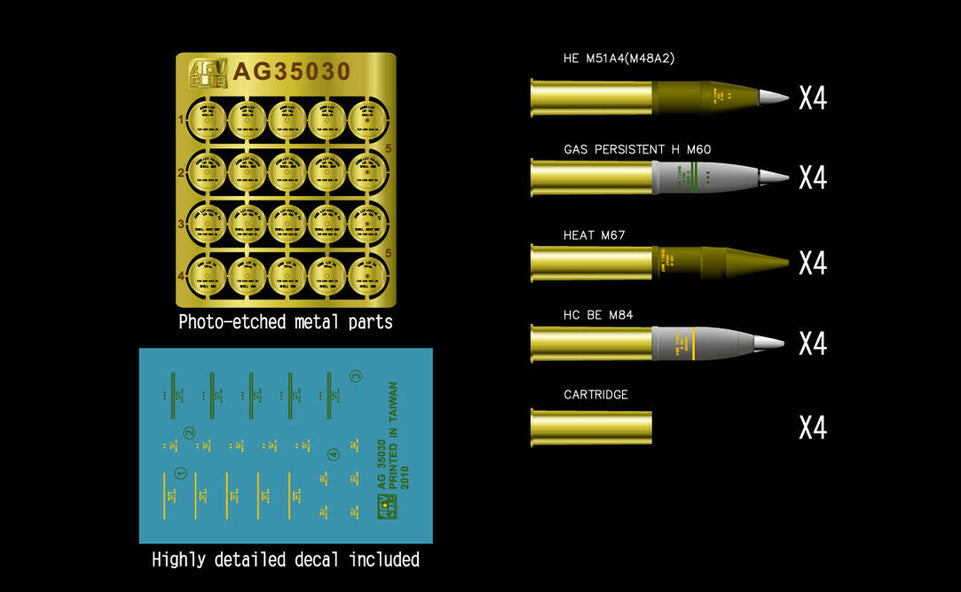 1/35 U.S. 105mm HOWITZER AMMO SET (BRASS) AFV CLUB AG35030