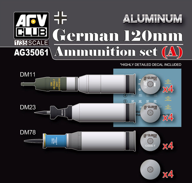 1/35 GERMAN 120MM AMMUNITION SET (A) - ALUMINUM AG35061