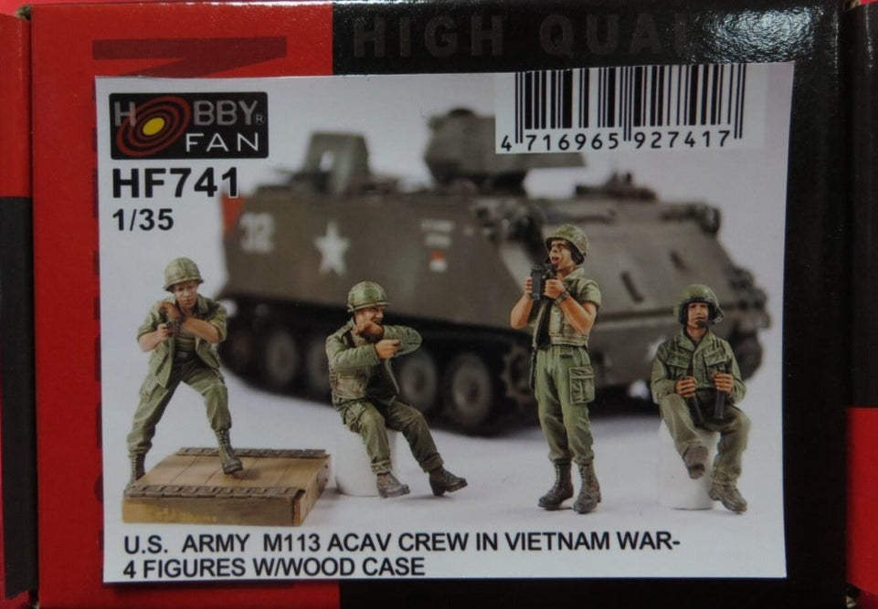 1/35 U.S. ARMY M113 ACAV CREW IN VIETNAM WAR (4 FIGS) W/BASE HOBBY FAN 741