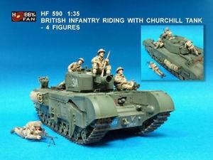 1/35 BRITISH INFANTRY RIDING WITH CHURCHILL TANK (4 FIGURES)