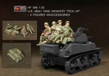 1/35 U.S. M5A1 TANK INFANTRY "PICK UP" - 4 FIGS W/ACCESSORIE