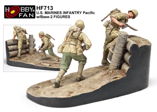 1/35 U.S. MARINES INFANTRY PACIFIC W/BASE-2 FIGURES