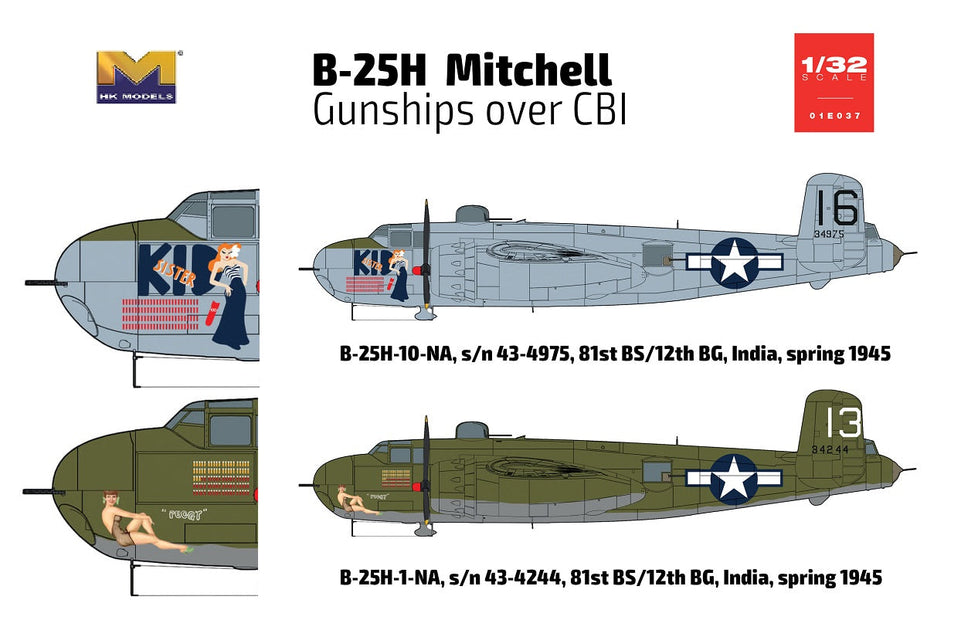 1/32 B-25H Mitchell Gunships over CBI by Hong Kong Model