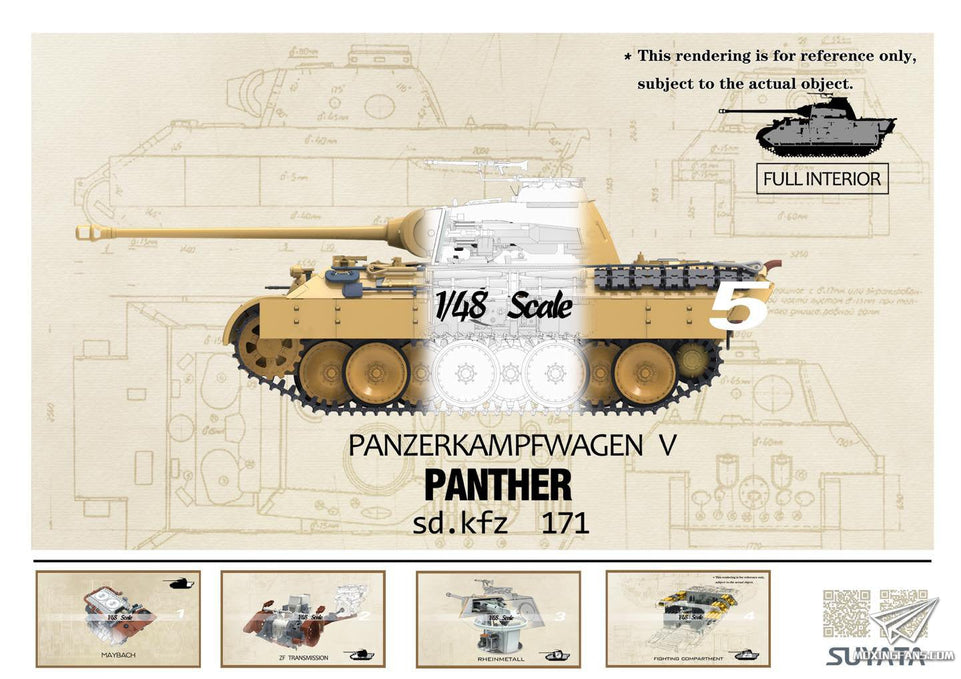 1/48 PANTHER A  by SUYATA w/ Zimmerit, METAL BARREL and FULL INTERIOR - SUYATA NO.003