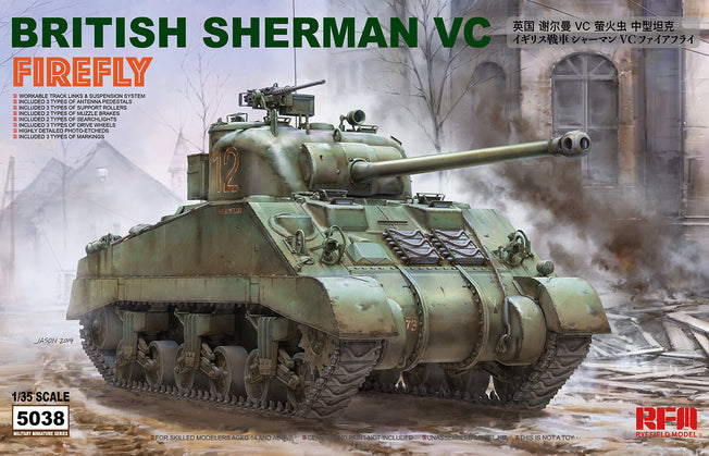 1/35 BRITISH SHERMAN VC “FIREFLY” W/ WORKABLE TRACK LINKS RYEFIELD 5038