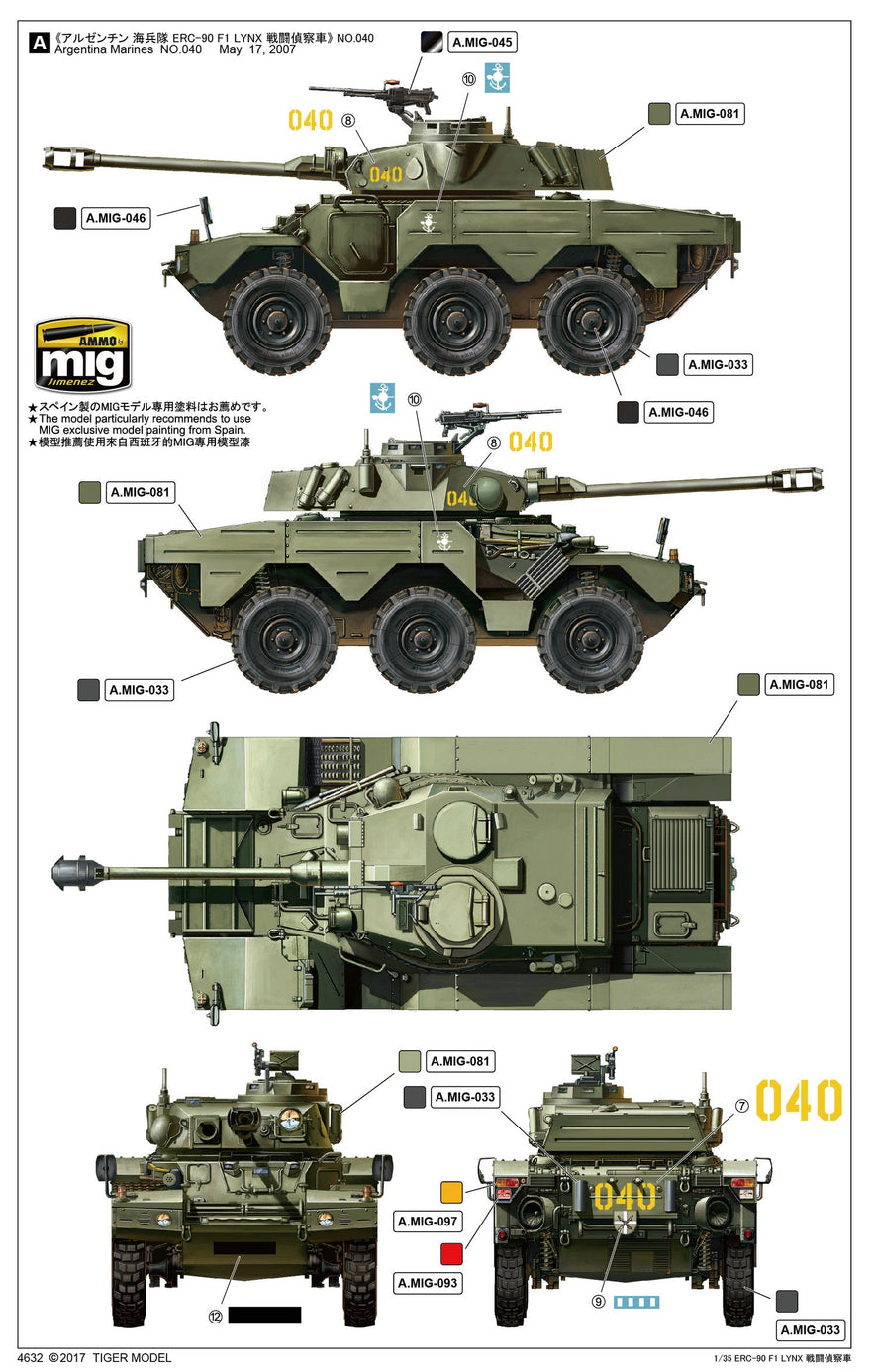 1/35 FRENCH ARMORED VEHICLE ERC-90 F1 LYNX TIGER MODELS 4632