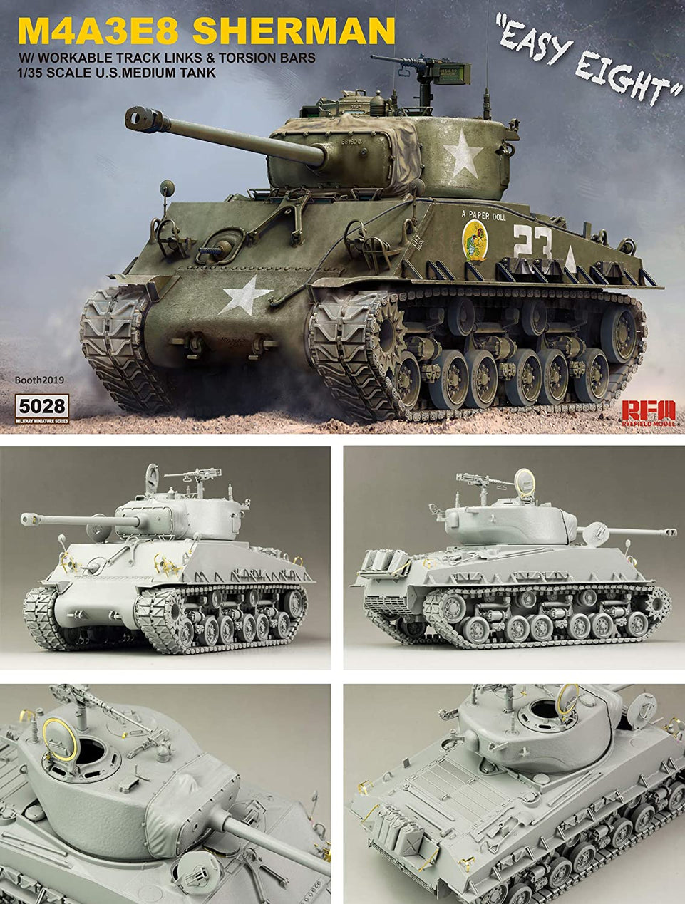 1/35 SHERMAN M4A3E8 WITH WORKABLE TRACK LINKS RYEFIELD MODEL