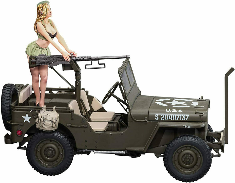 1/24 1/4 TON 4x4 UTILITY TRUCK WITH .50 CAL. MACHINE GUN and BLOND GIRL'S FIGURE