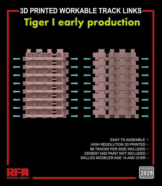 1/35 3D PRINTED WORKABLE TRACK LINKS FOR TIGER I EARLY RM2029