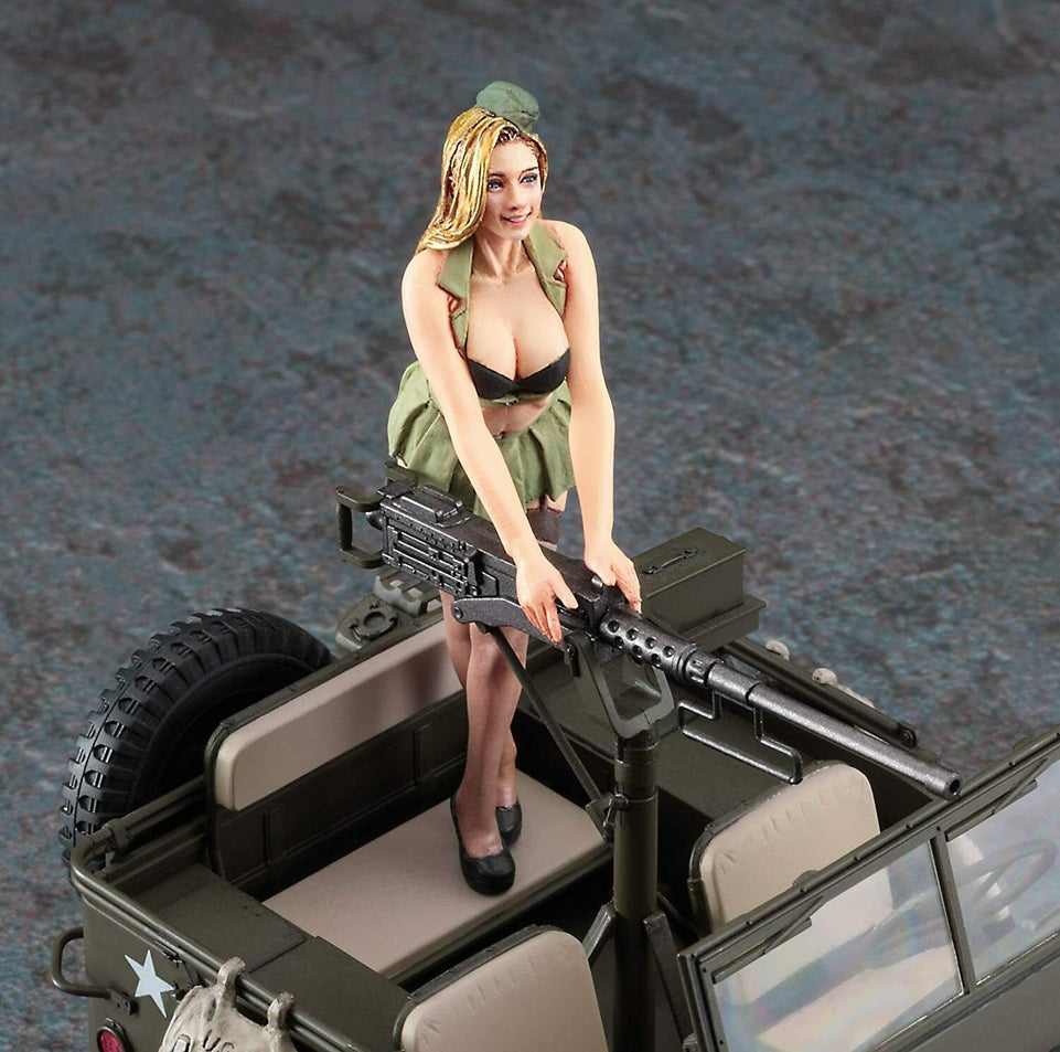 1/24 1/4 TON 4x4 UTILITY TRUCK WITH .50 CAL. MACHINE GUN and BLOND GIRL'S FIGURE