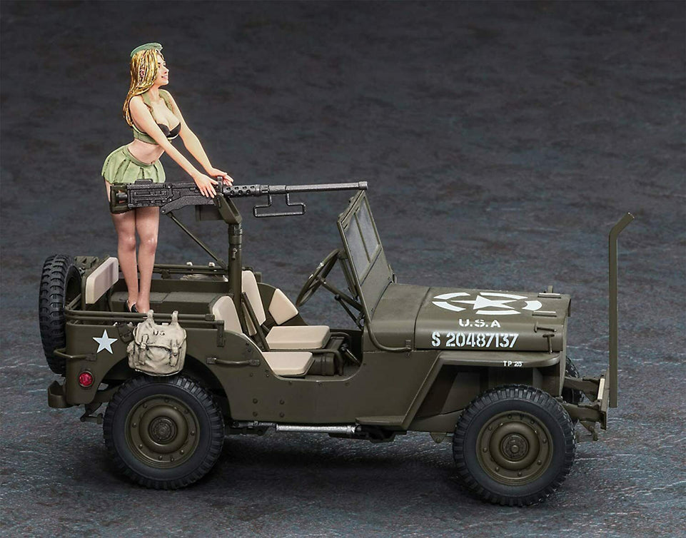 1/24 1/4 TON 4x4 UTILITY TRUCK WITH .50 CAL. MACHINE GUN and BLOND GIRL'S FIGURE