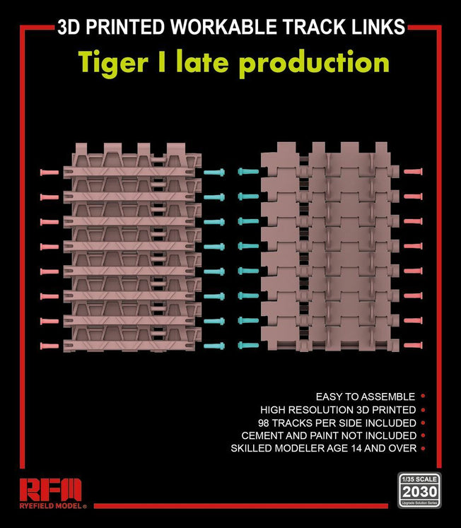 1/35 3D PRINTED WORKABLE TRACK LINKS FOR TIGER I LATE RM2030