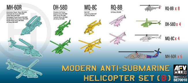 1/700 MODERN ANTI-SUBMARINE HELICOPTER SET (B) - MH60R OH-58D SE70010